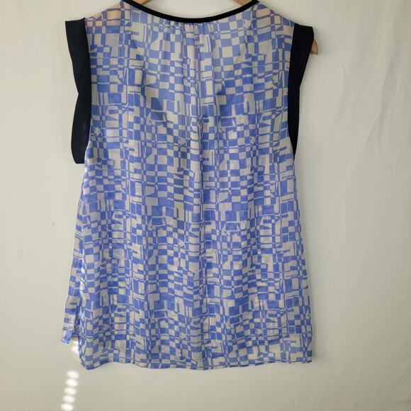 Collective Concept Womens Top Semi Sheer Geometric Henley Style Popover Sz Large - Picture 8 of 8